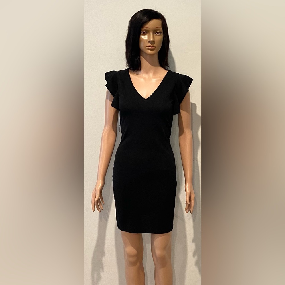 Black Mini Dress with Ruffle Sleeves